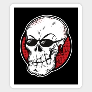 Cool skull with sunglasses (white and red) Sticker